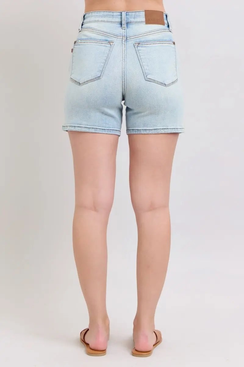 Judy Blue Full Size 2 Button Denim Shorts with Pockets Plus Size - Love Salve
